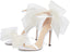 Vertundy Women's Stiletto High Heeled Sandals with Asymmetric Lace Mesh Bows Knot Decoration Open Toe Ankle Strap Single Band Strap Heels Sexy Dress Wedding Party Shoes For Ladies 3.14 IN