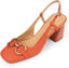 Women's Slingback Square Toe Chunky High Heels Sandals Ankle Buckle Dress Summer Pumps