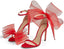 Vertundy Women's Stiletto High Heeled Sandals with Asymmetric Lace Mesh Bows Knot Decoration Open Toe Ankle Strap Single Band Strap Heels Sexy Dress Wedding Party Shoes For Ladies 3.14 IN