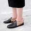 Vertundy Fur Women's Loafers Flats Leather Pointed Toe Work Slip On Mules