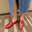 Vertundy Women's Loafers Flats Leather Pointed Toe Work Slip On Mules
