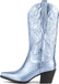 Western Cowboy Boots, Metallic Mid Calf Boots with Embroidered Cowgirl Wide-Calf Combat Boot Pull-on Knee High